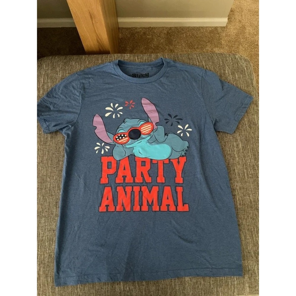 Disney Stitch Party Animal Patriotic Graphic T-Shirt Men's XL